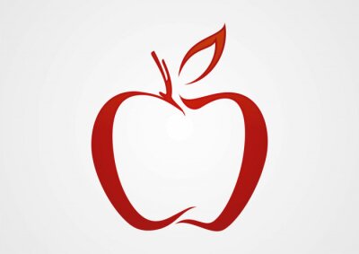 Sticker Minimalistisch logo met rode appel