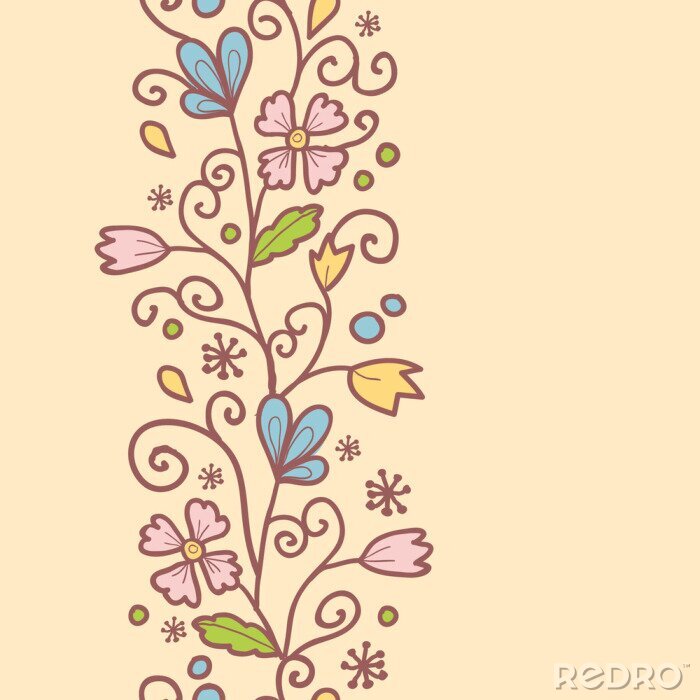 Sticker Minimalistisch patroon met bloemen