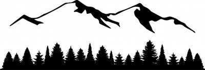 Sticker Minimalistische afbeeldingen met bergen en bossen