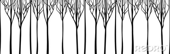 Sticker Minimalistische afbeeldingen met bladerloze bomen
