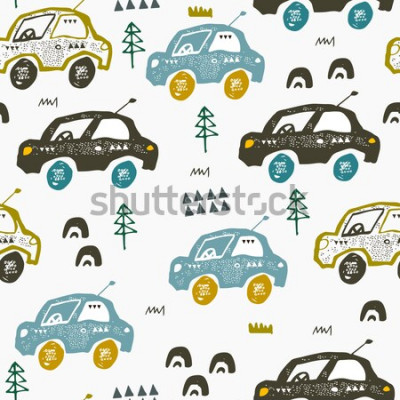 Sticker Minimalistische autotekeningen in Scandinavische stijl