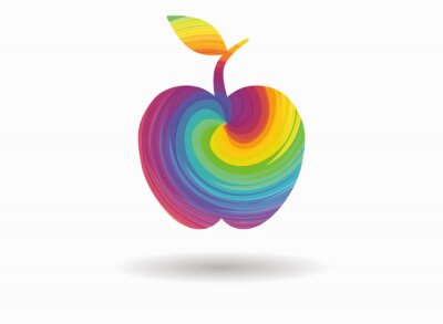 Sticker Minimalistische graphics met een regenboogappel