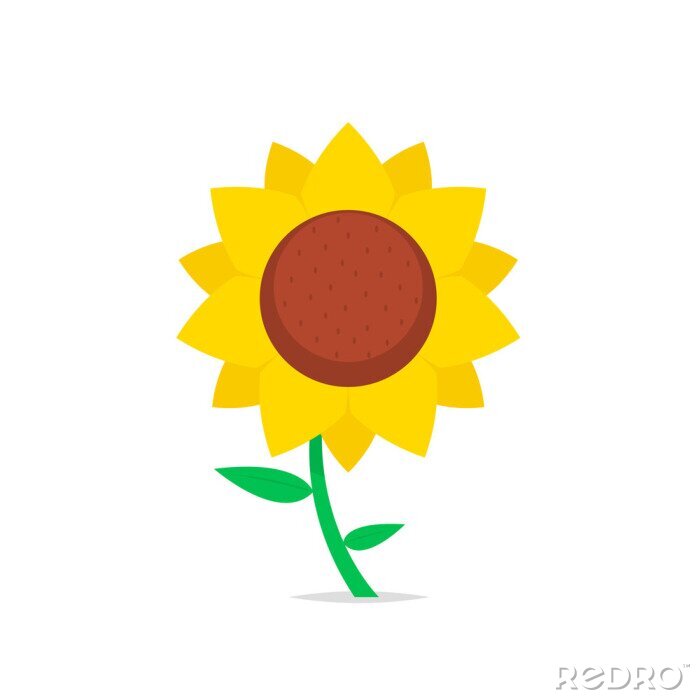Sticker Minimalistische illustratie van een zonnebloem