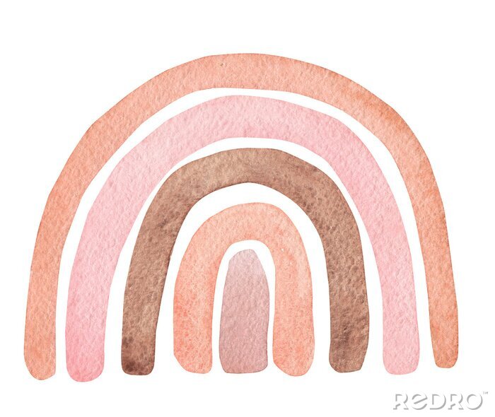 Sticker Minimalistische pastelkleurige aquarel regenboog