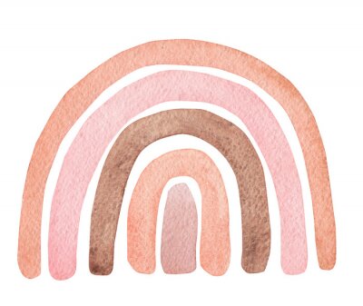 Sticker Minimalistische pastelkleurige aquarel regenboog