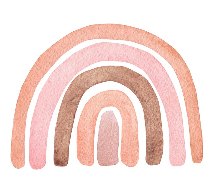 Sticker Minimalistische pastelkleurige aquarel regenboog