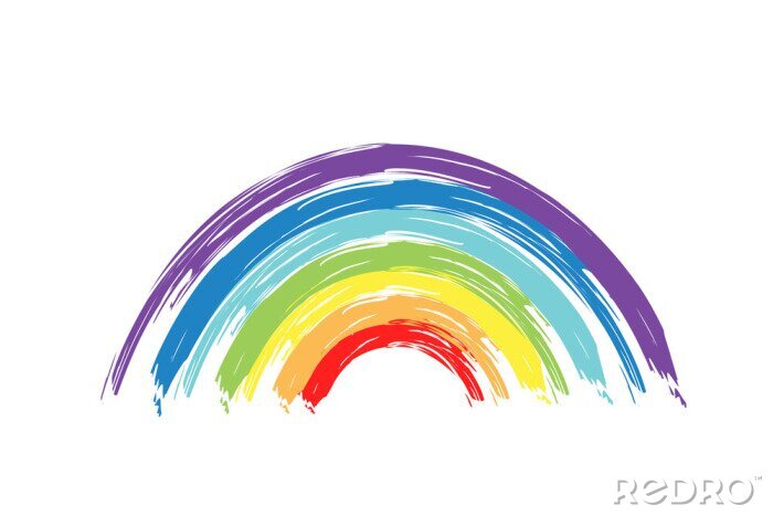 Sticker Minimalistische regenboog op een witte achtergrond