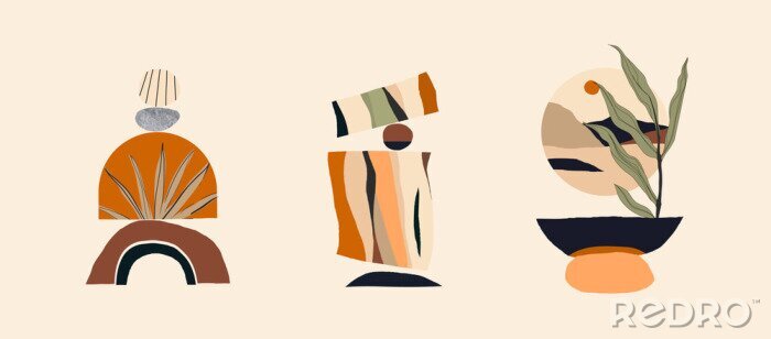 Sticker Modern minimalist abstract aesthetic illustrations. Bohemian style wall decor. Collection of contemporary artistic posters. 