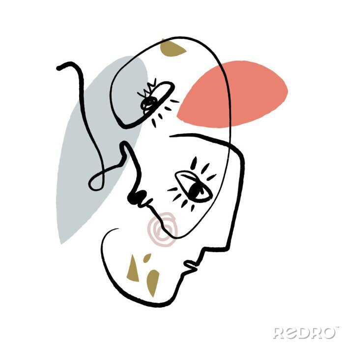 Sticker Modern portret van twee mensen