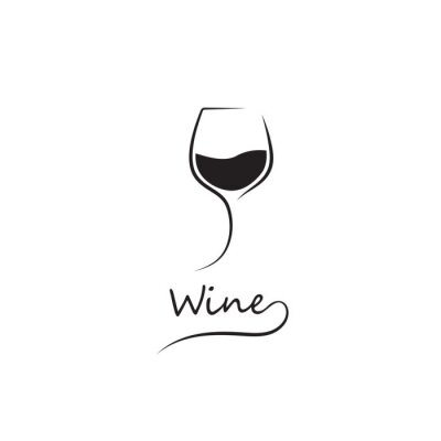 Sticker Modern zwart glas wijn. Elegant pictogram, symbool, logo alcohol. Voor het menu, bar, restaurant, wijnkaart. Minimaal.
