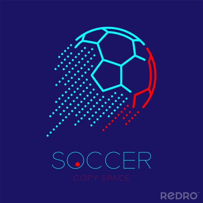 Sticker Moderne blauwe voetbalafbeelding met letters