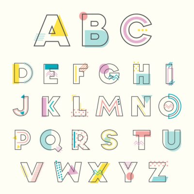 Sticker Moderne decoratieve Alfabetletters