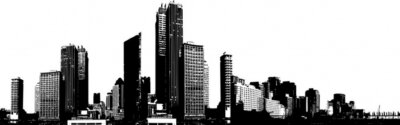 Sticker Moderne metropool zwart-wit panorama