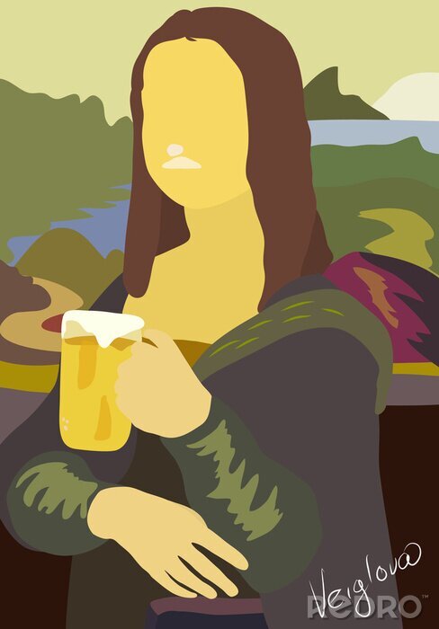 Sticker Mona Lisa met bier