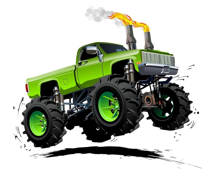 Sticker Monstertruck op een witte achtergrond