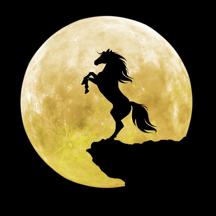 Sticker Monteer tegen de achtergrond van de volle maan