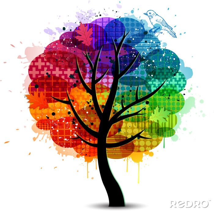 Sticker Mooie abstracte kleur boom achtergrond