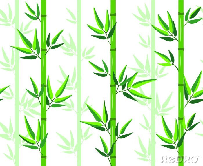 Sticker Mooie bamboe met groene bladeren