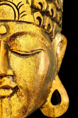Mooie Gouden Boeddha Masker Zwarte Achtergrond