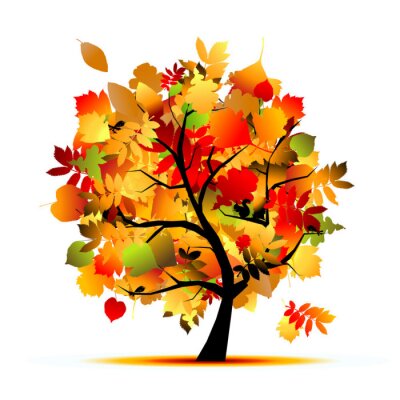 Sticker Mooie herfst boom voor uw ontwerp