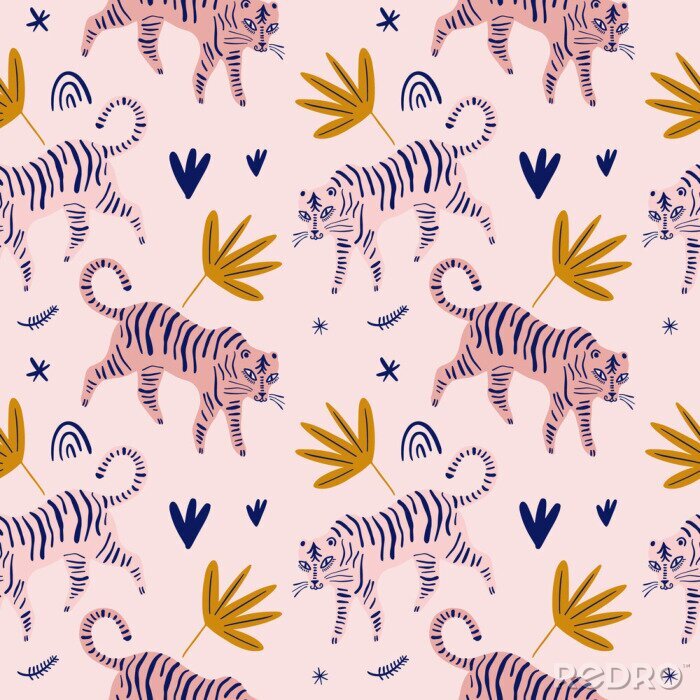 Sticker Mooie roze tijgers
