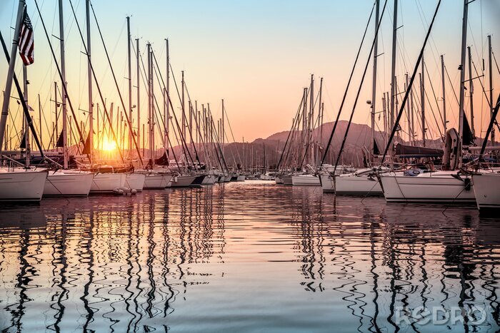 Sticker Mooie zeilboten in de haven