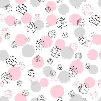 Motief van roze stippen en versierde cirkels