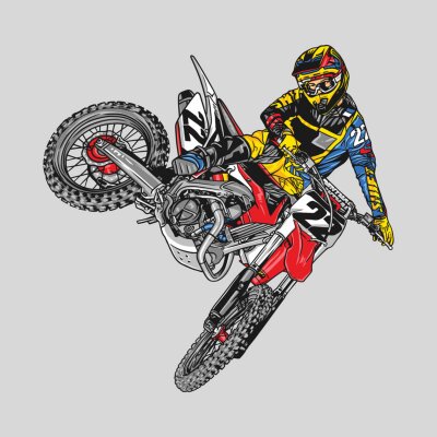Sticker Motocross rider jumping riding the motocross bike vector