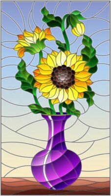 Sticker Mozaïek met een bloem in een vaas