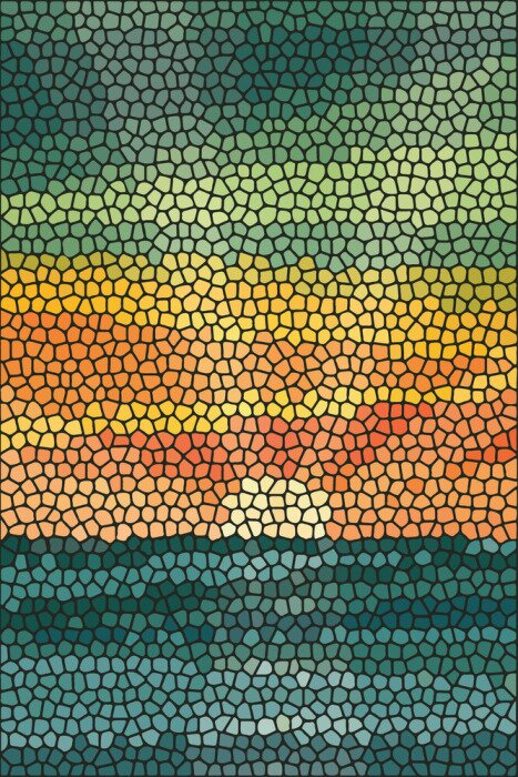 Sticker Mozaïek met zonsopgang boven de zee