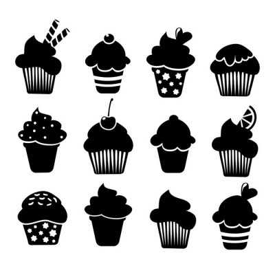 Sticker Muffins en cupcakes in verschillende vormen