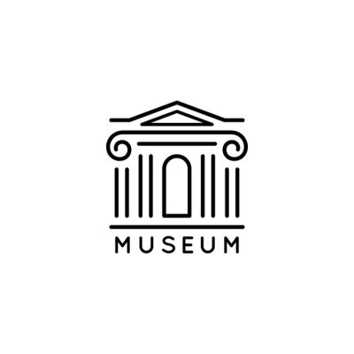Sticker Museum logo Is in a trendy minimal linear style. Vector icon of a Bank building with columns. Simple emblem