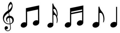 Sticker Music notes icons set. Vector illustration