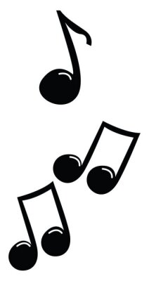 Sticker Music notes, illustration, vector on white background.