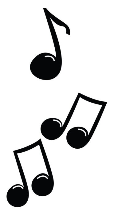 Sticker Music notes, illustration, vector on white background.