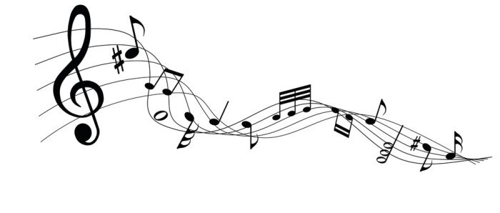 Sticker Musical notes melody on white background
