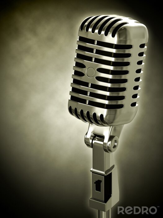 Sticker Muziek en een grijze microfoon
