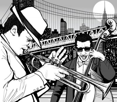 Muziek en jazzband in New York