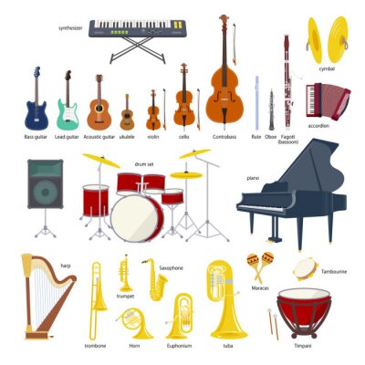 Sticker Muziekinstrument vector illustratie set