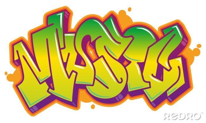 Sticker Muziekwoord in graffiti stijl