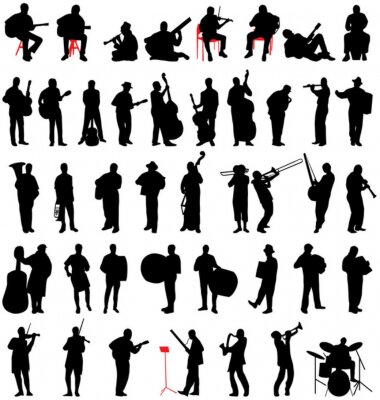 Sticker muzikanten silhouetten