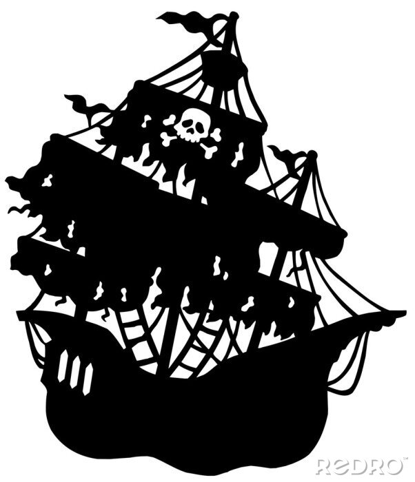Sticker Mysterieuze piraten schip silhouette