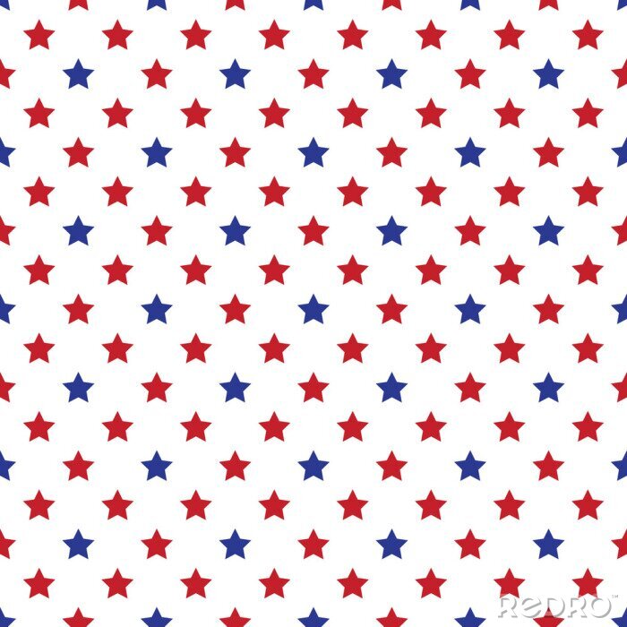 Sticker Naadloos militair of 4 juli behang. Seamfree Americana patriot achtergrond. Rood, wit en blauwe sterren.
