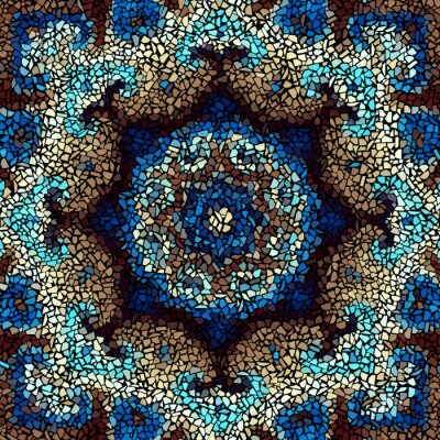 Sticker Naadloos patroon als achtergrond. Onregelmatig decoratief geometrisch de tegelpatroon van de mozaïekkunst van ongelijke gebroken stukken.