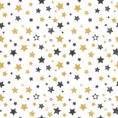 Sticker Naadloos patroon met de hand getekende sterren. stijlvolle achtergrond