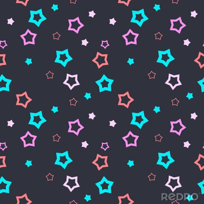 Sticker Naadloos patroon met gevulde en lege sterren op een donkere grijze achtergrond. Vector illustratie.