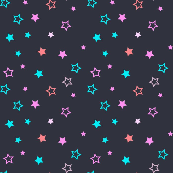 Sticker Naadloos patroon met gevulde en lege sterren op een donkere grijze achtergrond. Vector illustratie.