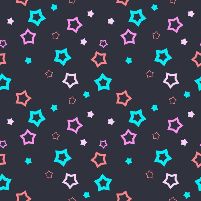 Sticker Naadloos patroon met gevulde en lege sterren op een donkere grijze achtergrond. Vector illustratie.