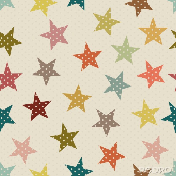 Sticker Naadloos patroon met kleurrijke ster