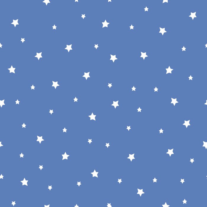 Sticker Naadloos patroon met sterren op een blauwe achtergrond. Nachtelijke hemel aardillustratie. Schattige baby shower achtergrond.